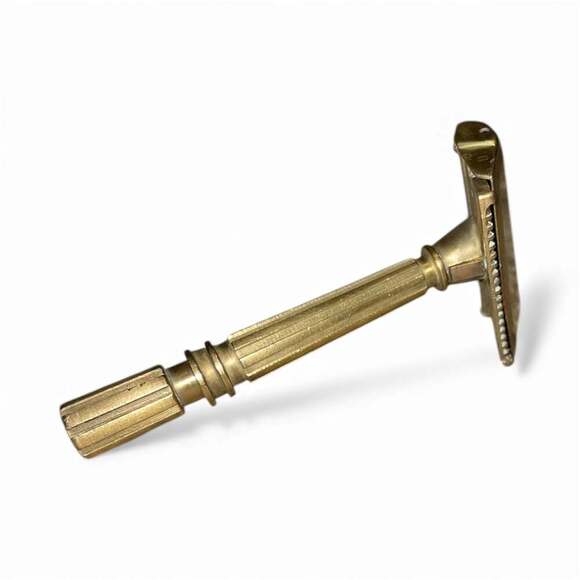 Vintage GEM Micromatic Gold Tone Single Edge Safety Razor - Picture 3 of 4